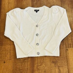 Express Cream Cardigan with Button Accents